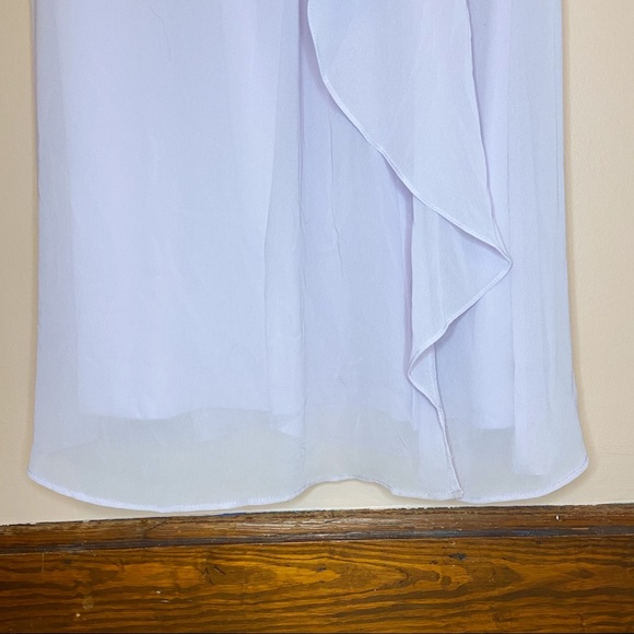 DAVIDS BRIDAL LAVENDER PURPLE LONG ONE SHOULDER BRIDESMAID DRESS - Picture 8 of 11